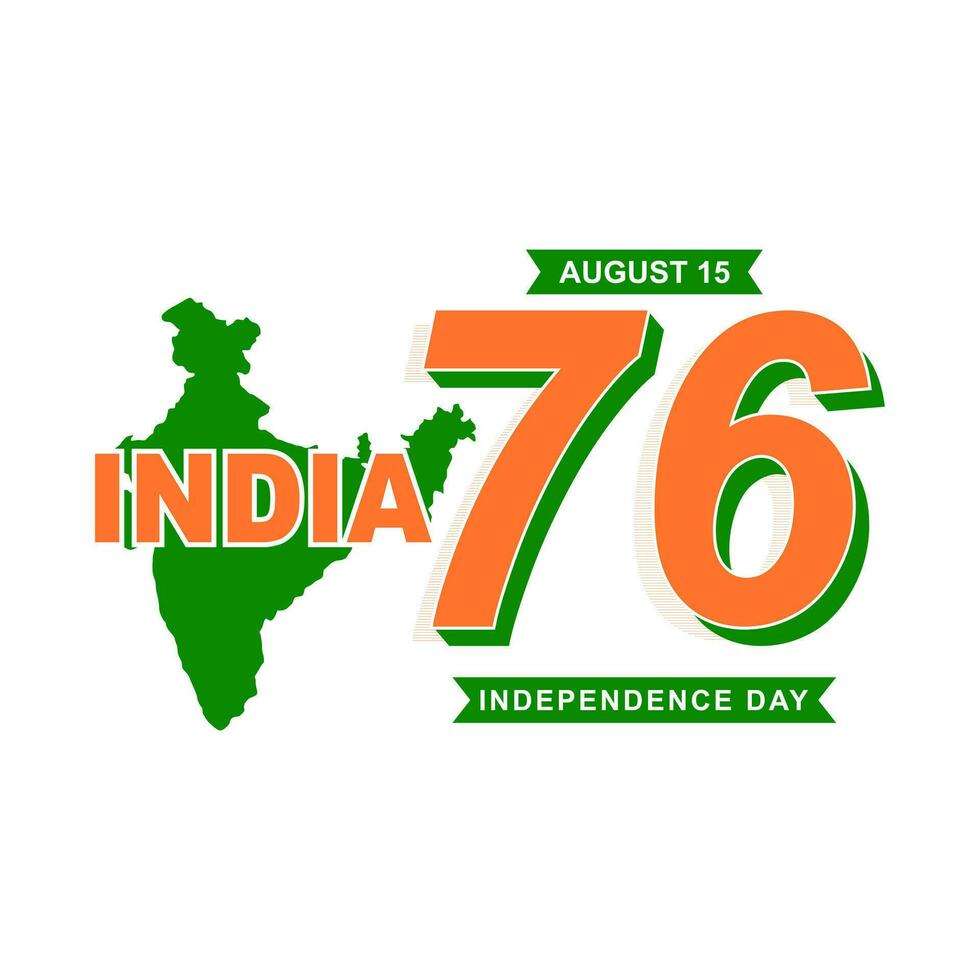 Indië onafhankelijkheid dag 76ste logo retro stijl vector