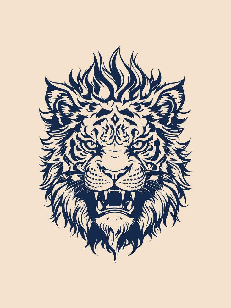 leeuw tijger hoofd vector illustratie