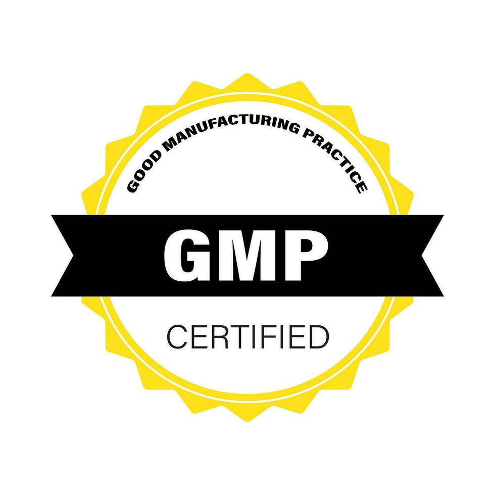 gmp. mooi zo fabricage praktijk ronde certificaat vector