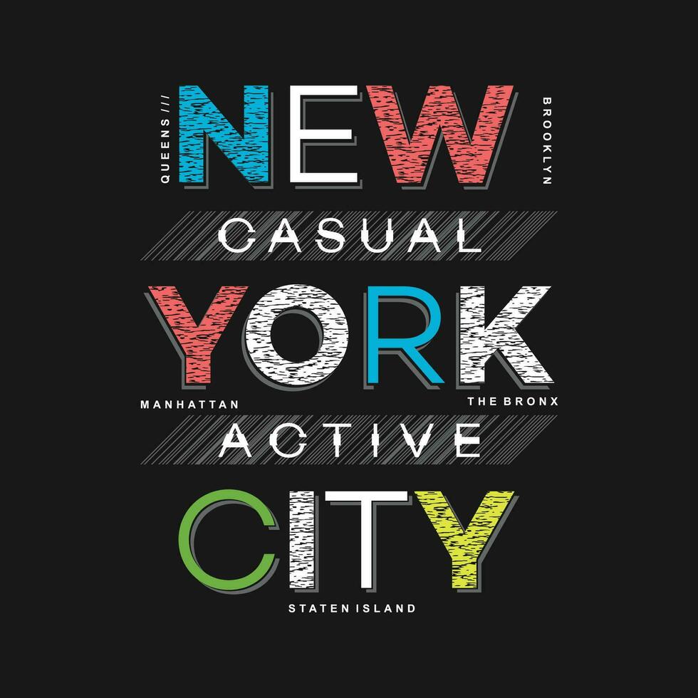 nieuw york stad tekst kader, grafisch t overhemd ontwerp, typografie vector, illustratie, gewoontjes stijl vector