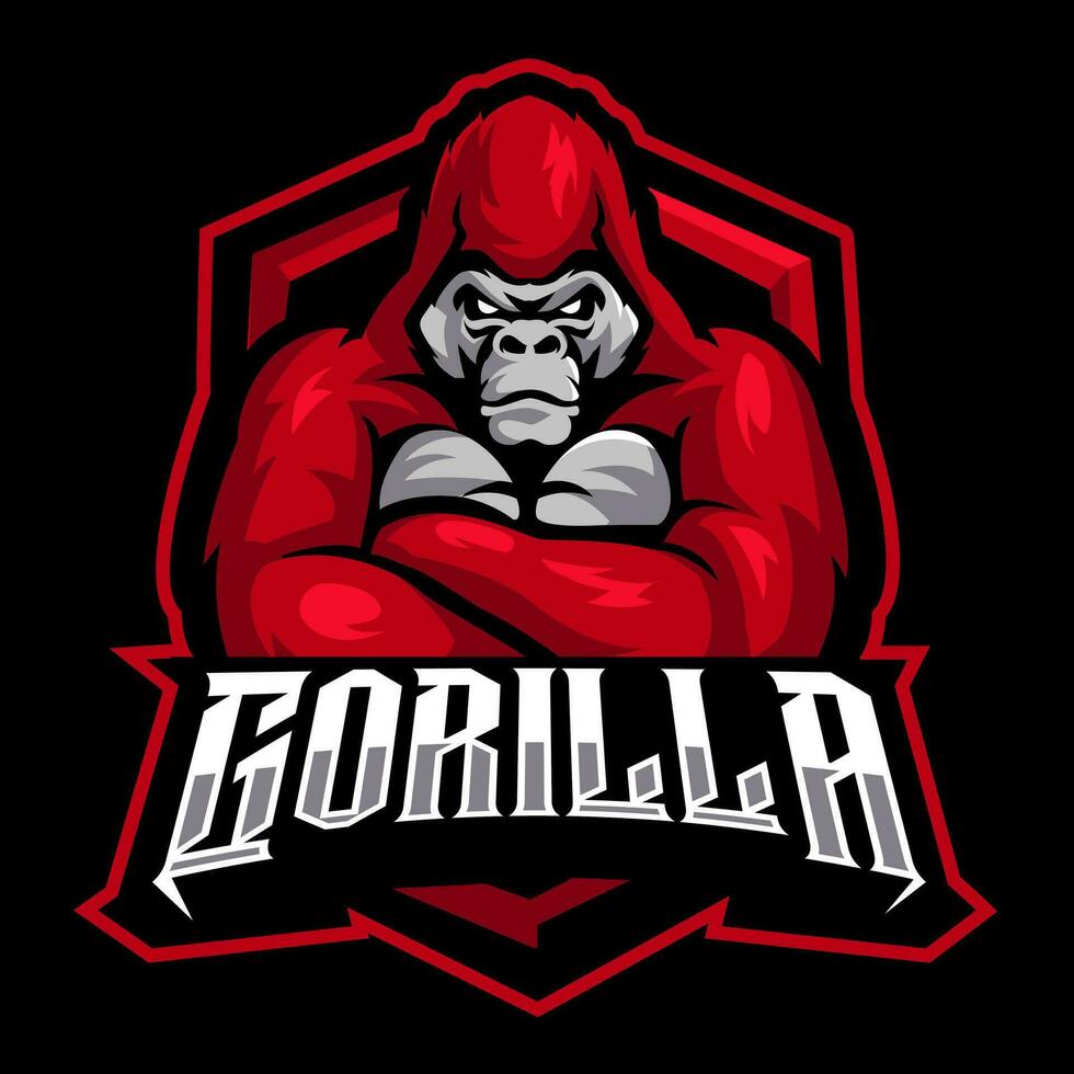 gorilla mascotte e sport logo ontwerp. gorilla dier mascotte vector illustratie logo