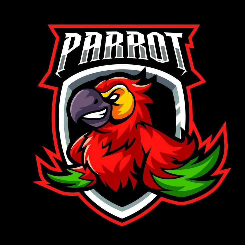 papegaai sport logo mascotte ontwerp concept illustratie vector