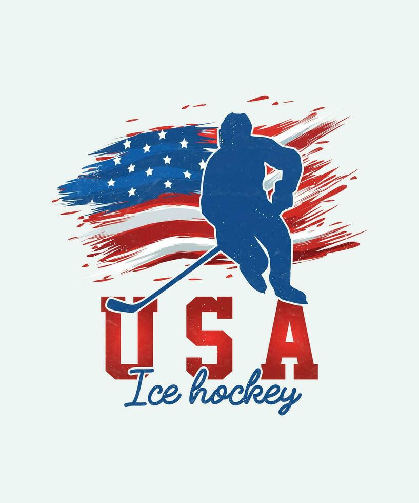 Verenigde Staten van Amerika Amerikaans ijs hockey t-shirt ontwerp, Verenigde Staten van Amerika Amerikaans vlag sport- t-shirt ontwerp vector