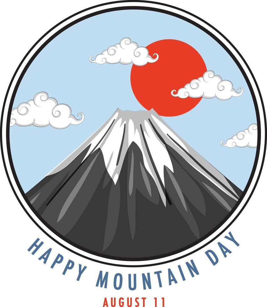 gelukkige bergdag in japan op 11 augustus banner met mount fuji vector