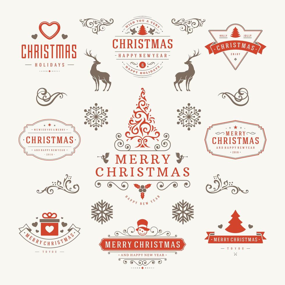 kerstlabels en -badges vector