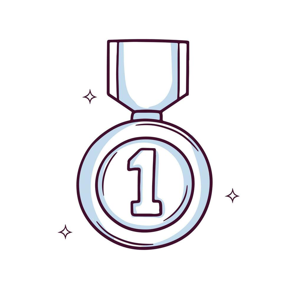 hand- getrokken medaille icoon. winnaar medaille. tekening schetsen vector illustratie