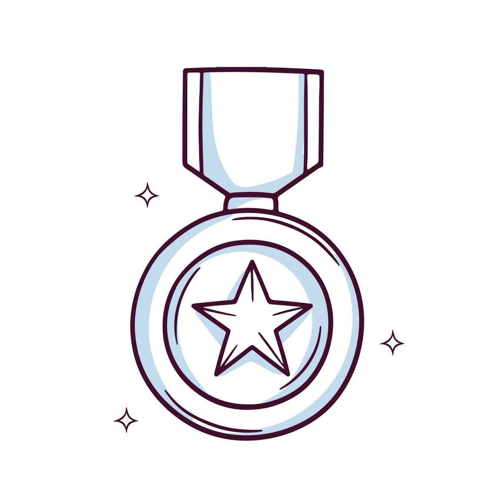 hand- getrokken medaille icoon. winnaar medaille. tekening schetsen vector illustratie