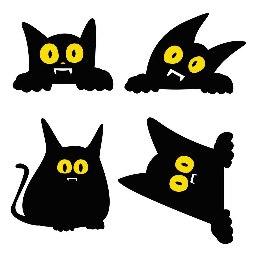 halloween schattig zwart kat karakter. vector illlustration