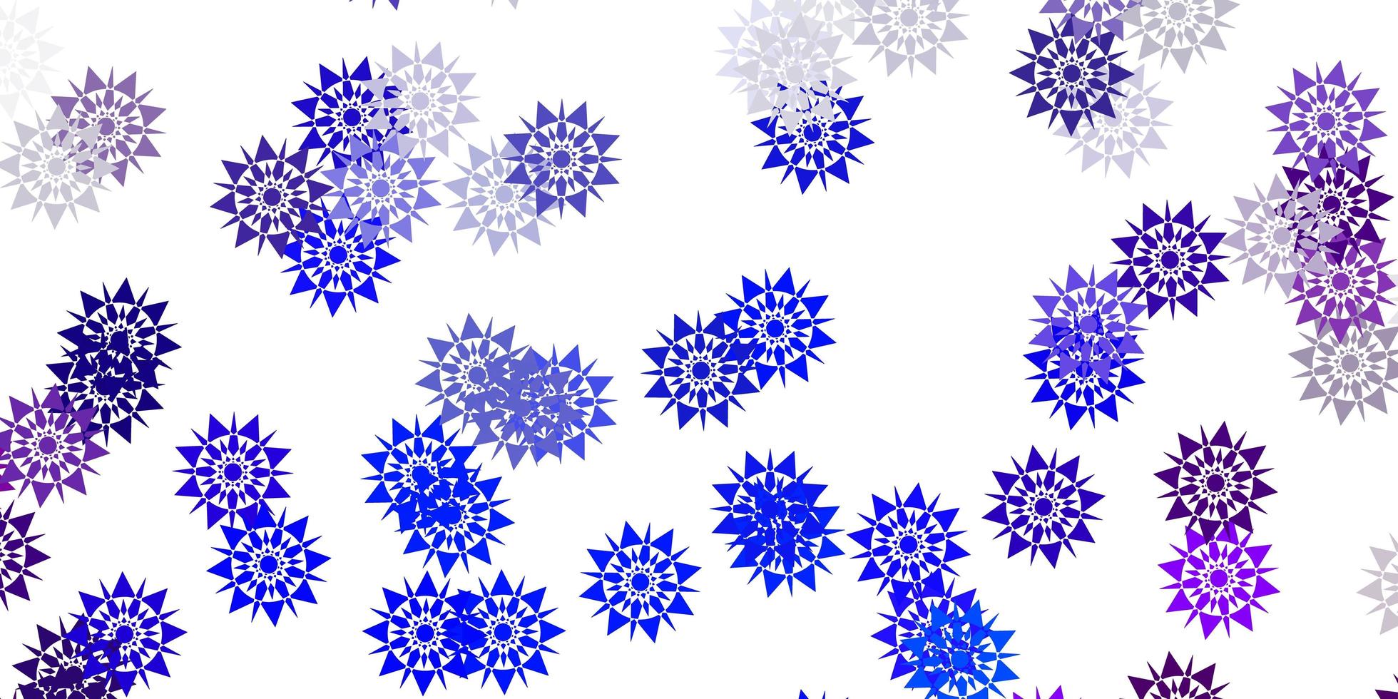 licht roze blauwe vector mooie sneeuwvlokken achtergrond met bloemen