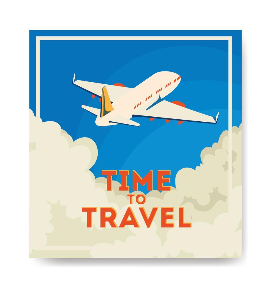 reisposter met vliegend vliegtuig vector