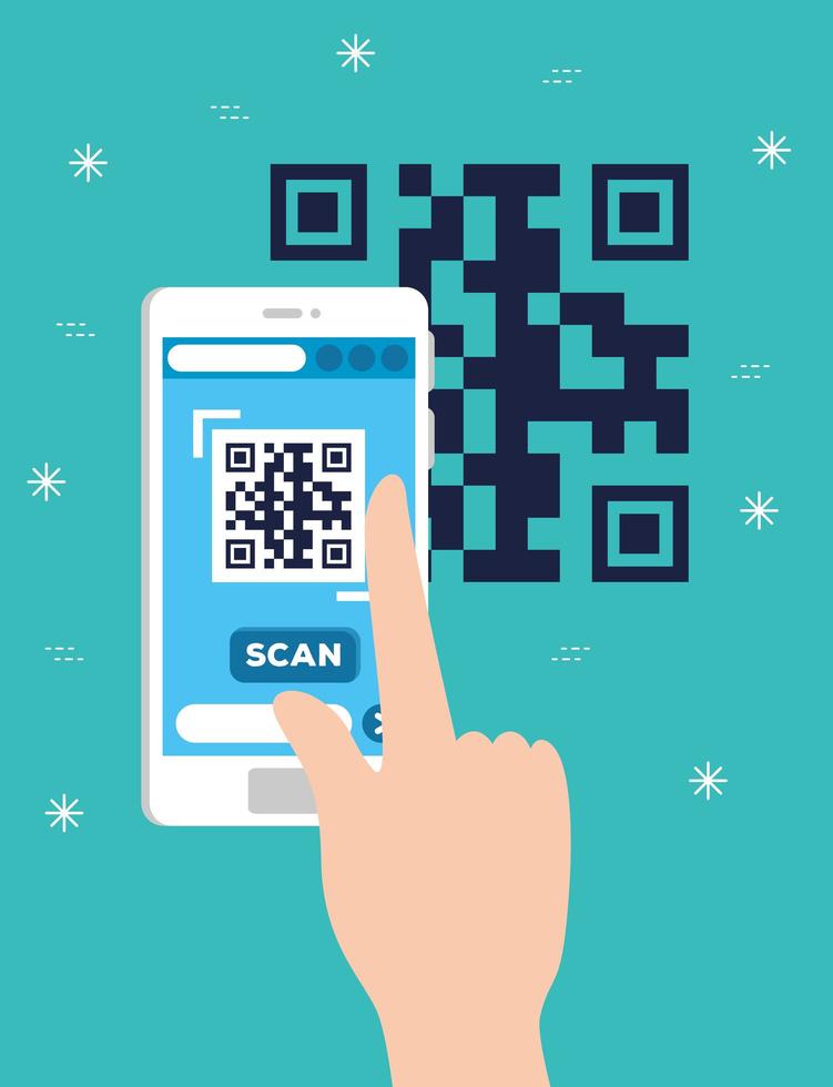handgebruiker scan qr-code met smartphone vector