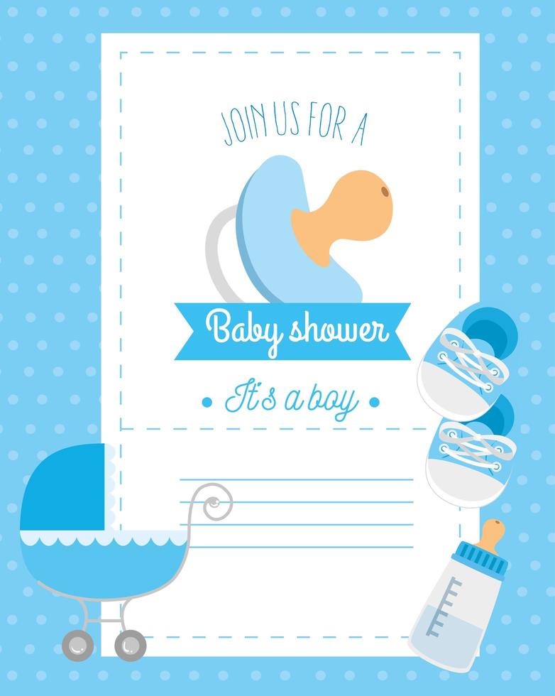 babyshowerkaart met fopspeen en decoratie vector