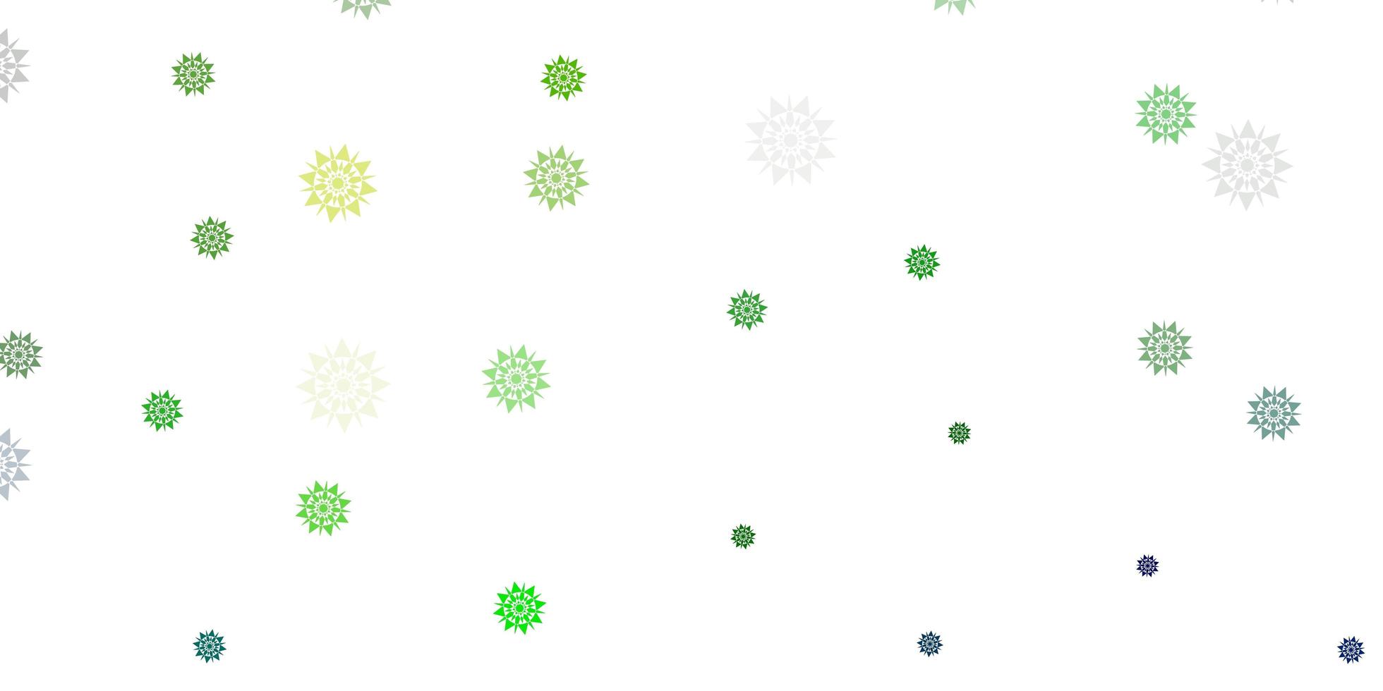 lichtblauw groen vectorpatroon met gekleurde sneeuwvlokken vector