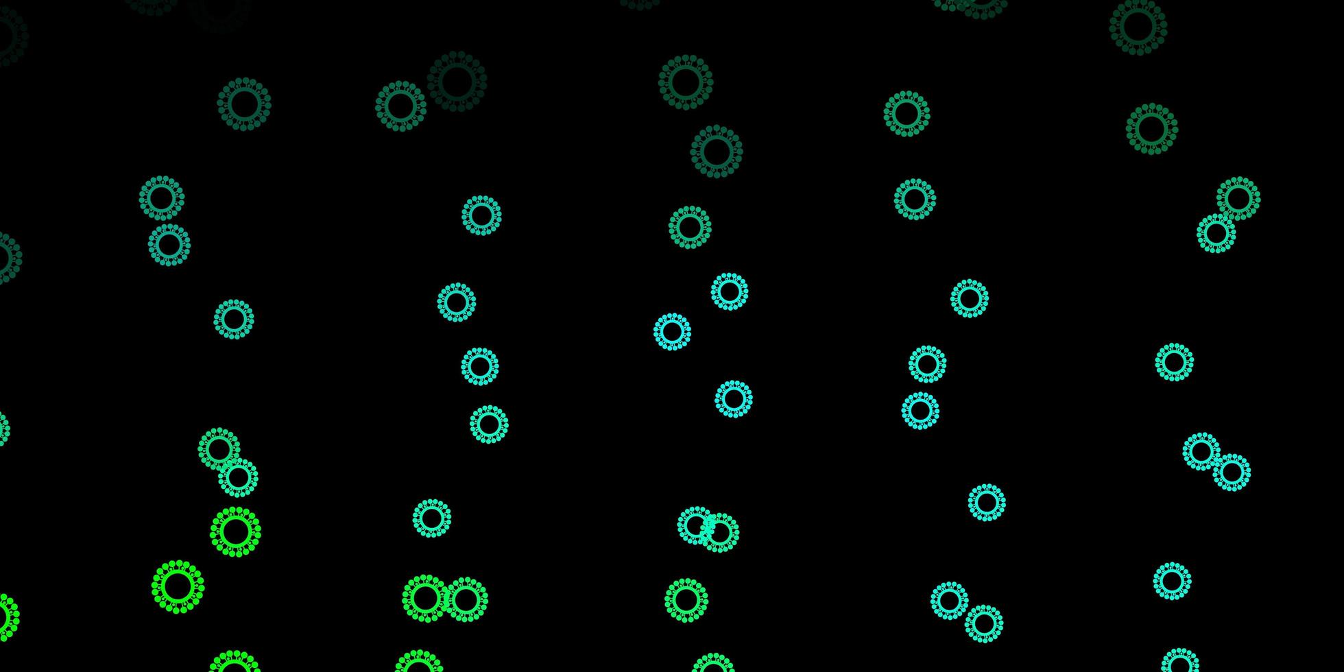 donkergroene vectorachtergrond met covid19-symbolen vector