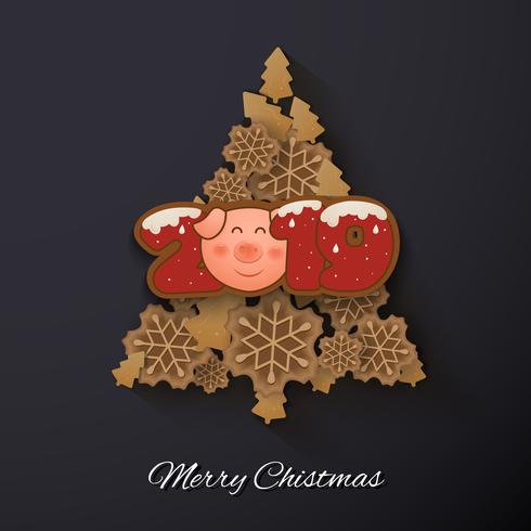 Gelukkig Nieuwjaar en Merry Christmas Greeting Card achtergrond vector