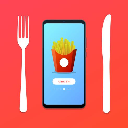 Bestel Fast Food Online Concept Vector Illustratie