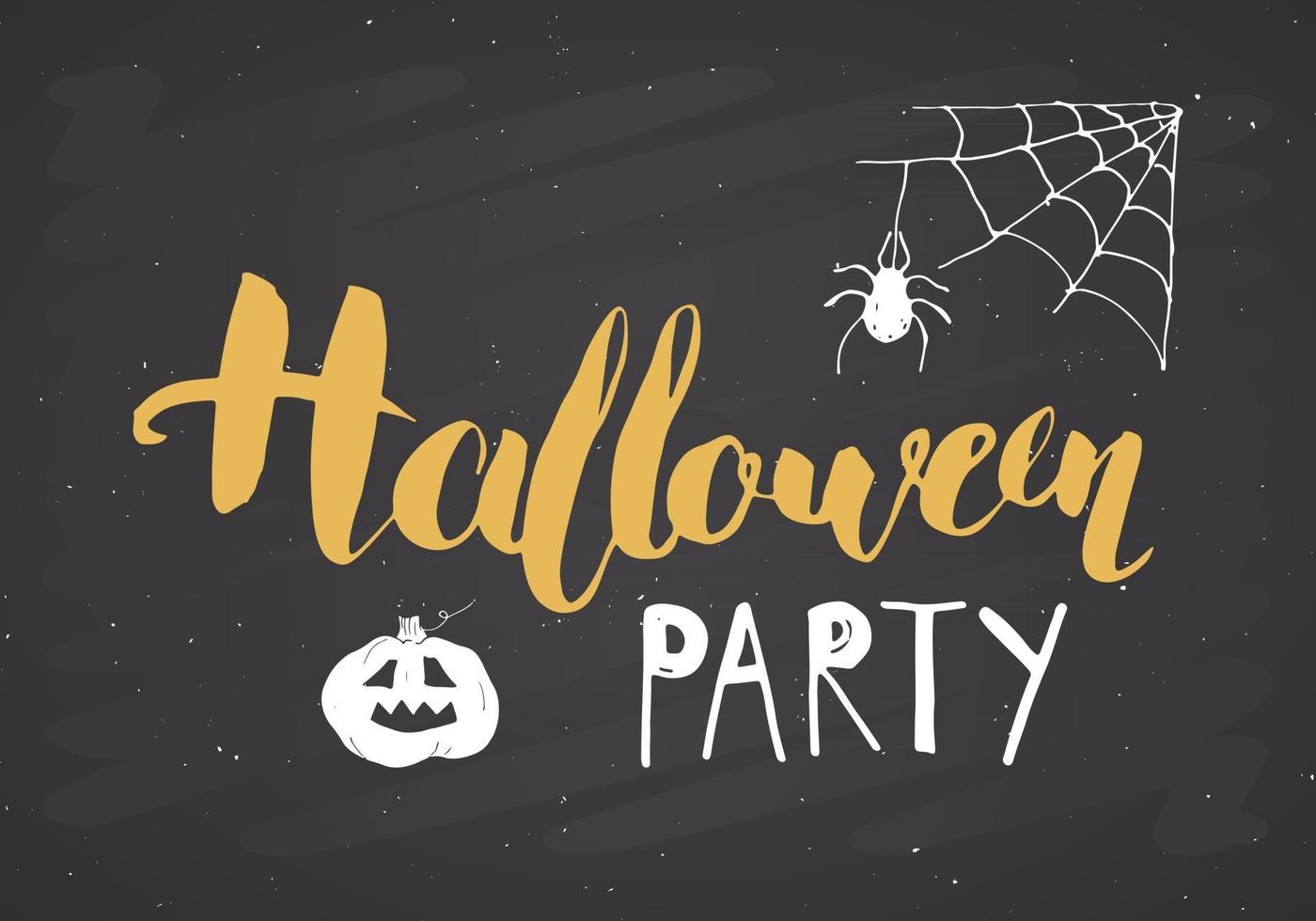 halloween wenskaart. belettering kalligrafie teken en met de hand getekende elementen, uitnodiging voor feest of vakantie banner ontwerp vectorillustratie vector