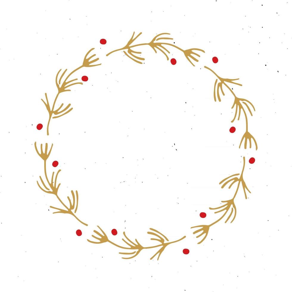 kerstkrans ronde frames instellen hand getrokken doodles. vector illustratie