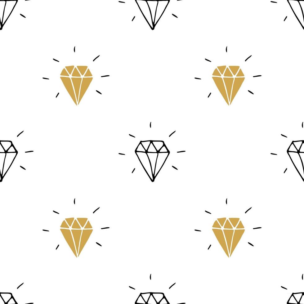 diamant naadloze patroon vectorillustratie. hand getrokken geschetste doodle diamant symbolen achtergrond vector