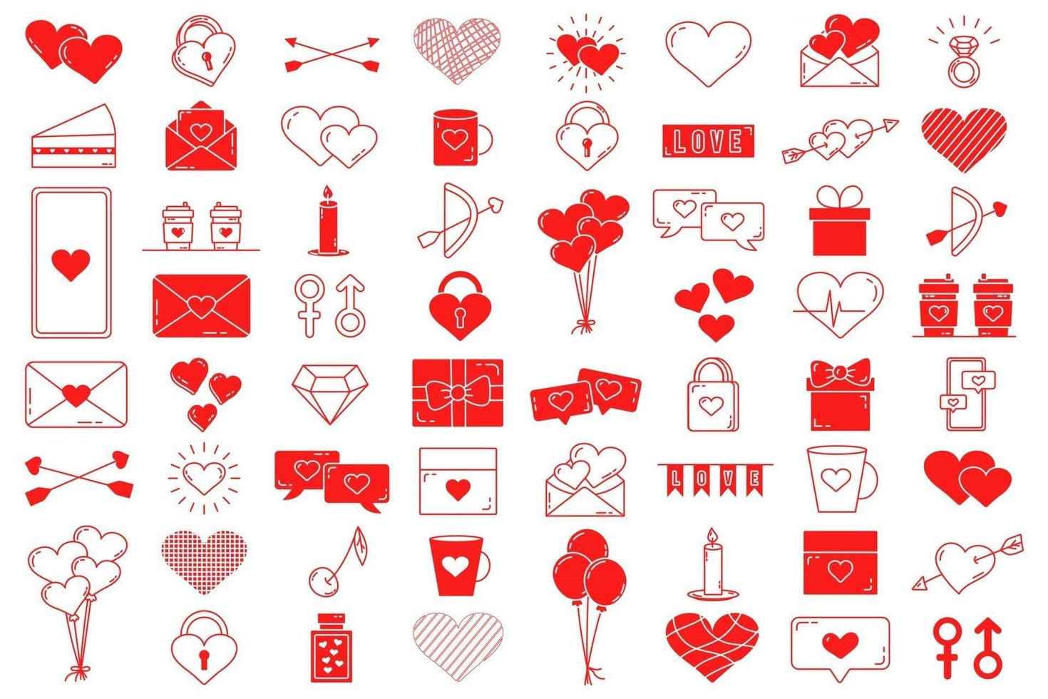 een set van bewerkbare vectorelementen Valentijnsdag collectie met bewerkbare lijn geïsoleerde pictogrammen op een witte achtergrond vector