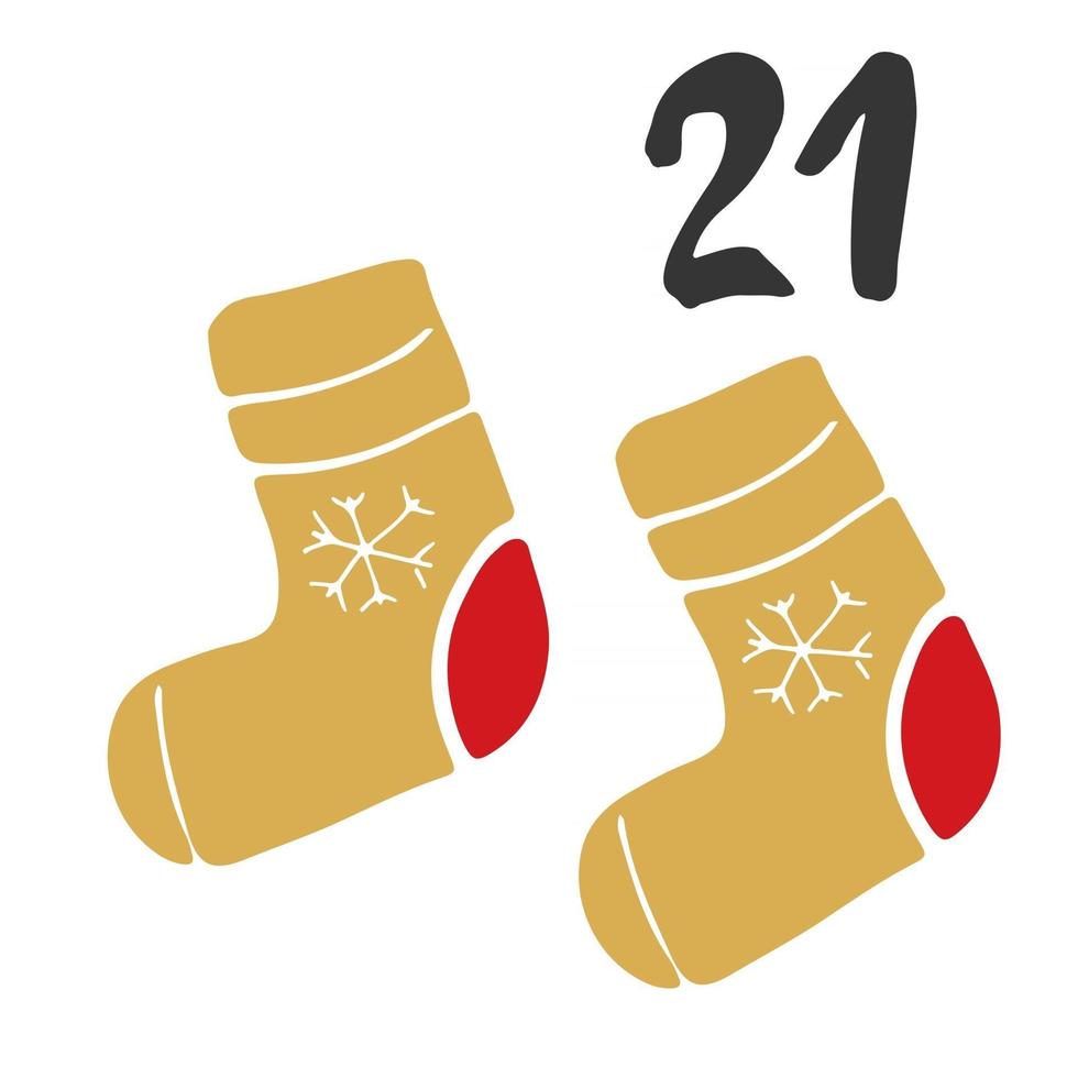 Kerst adventskalender. handgetekende elementen en cijfers. wintervakantie kalender kaart ontwerp, vectorillustratie vector