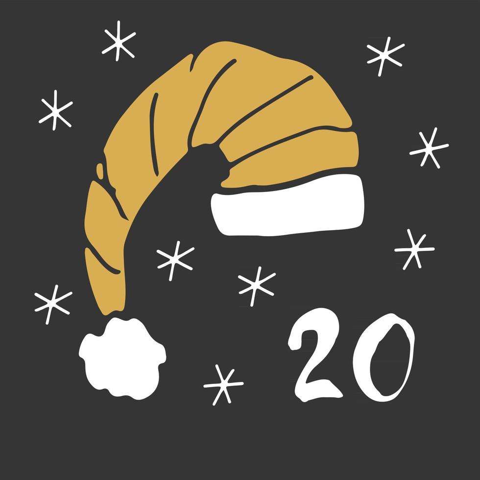 Kerst adventskalender. handgetekende elementen en cijfers. wintervakantie kalender kaart ontwerp, vectorillustratie vector