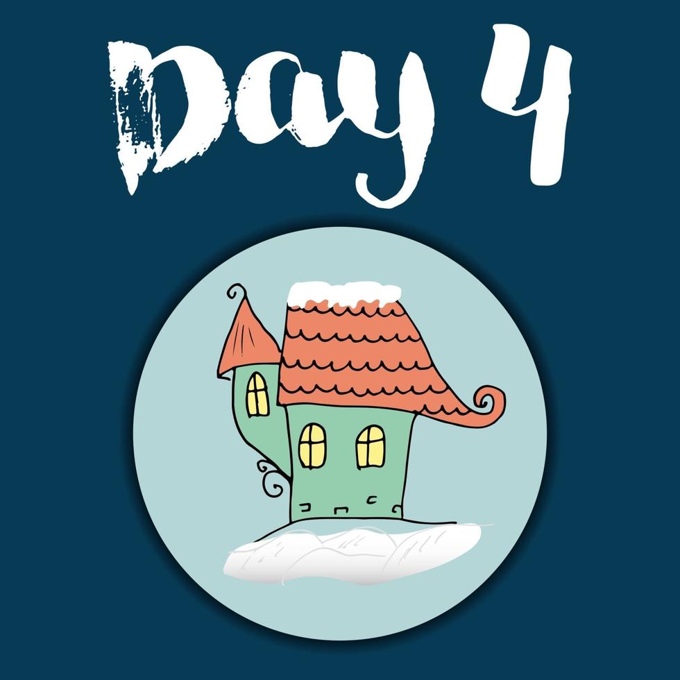 Kerst adventskalender. handgetekende elementen en cijfers. wintervakantie kalender kaart ontwerp, vectorillustratie vector