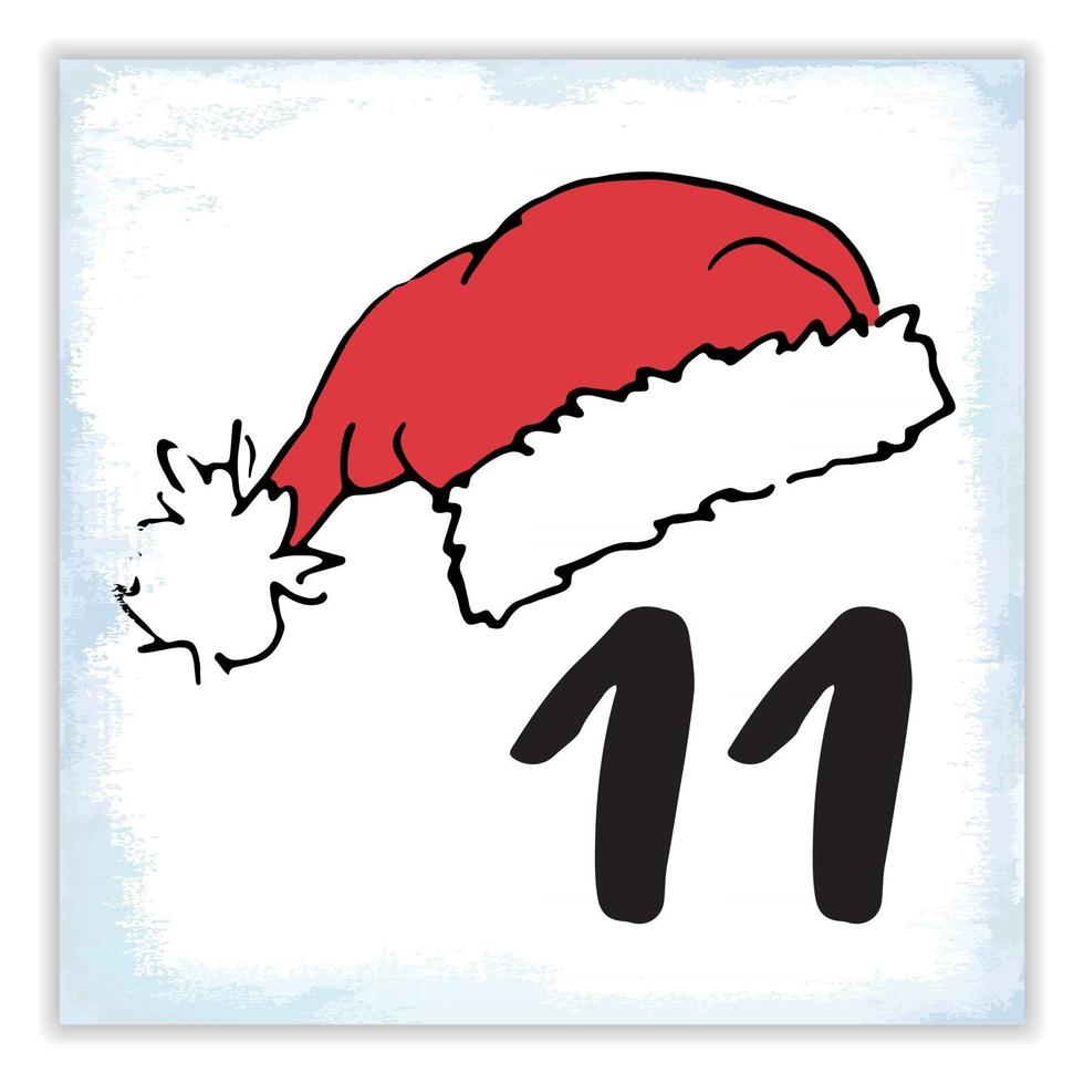 Kerst adventskalender. handgetekende elementen en cijfers. wintervakantie kalender kaart ontwerp, vectorillustratie vector