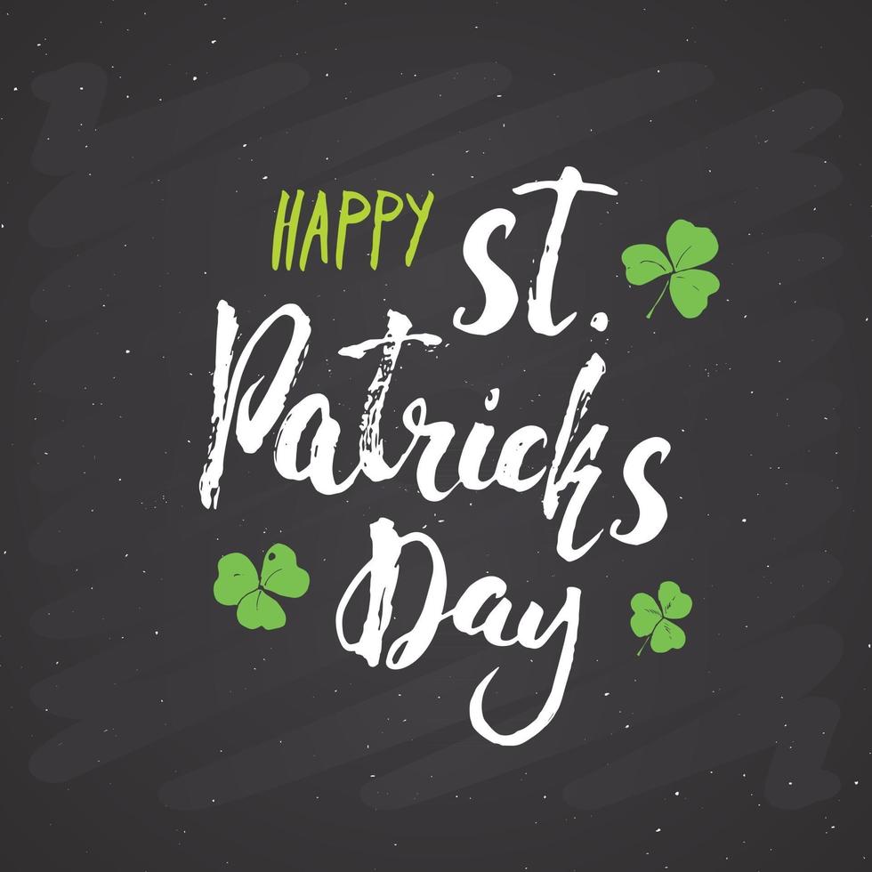 gelukkige st patrick's day vintage wenskaart hand belettering, Ierse vakantie grunge getextureerde retro design vectorillustratie vector