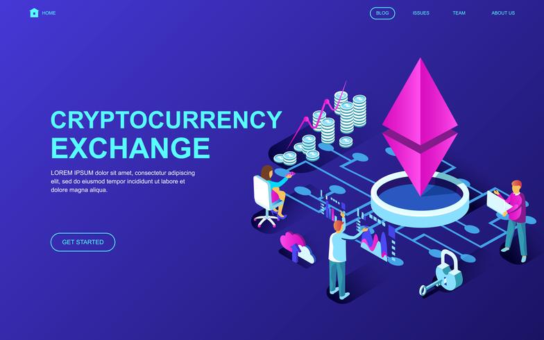 cryptocurrency exchange webbanner vector