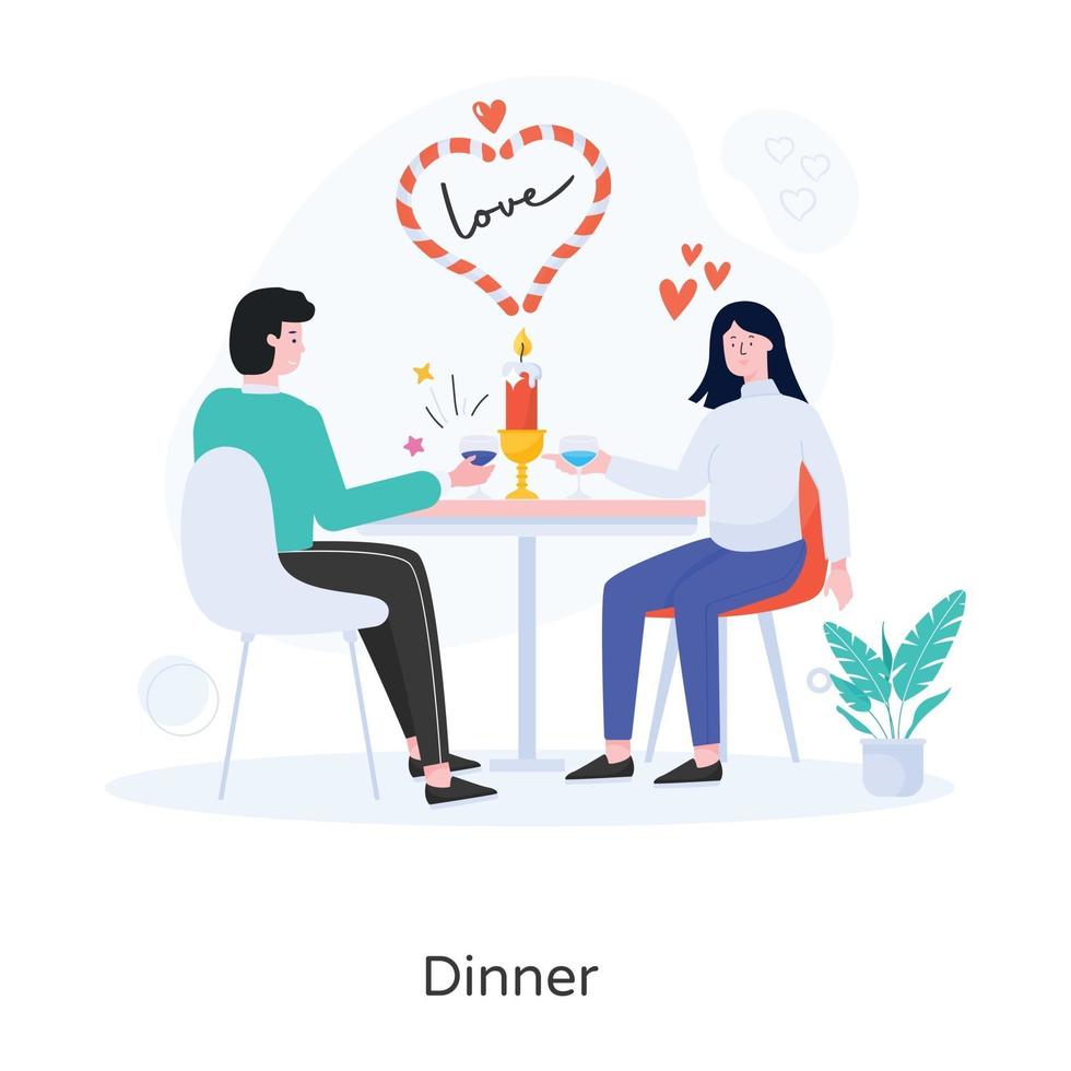 date diner met liefde, vector