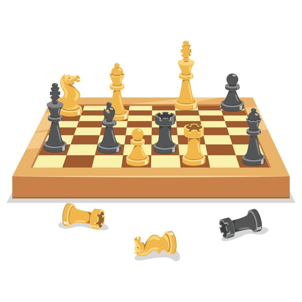 schaakbord en -stukken vector