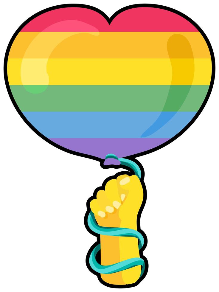 lgbtqi-ballon in hartvorm die handvector houdt vector