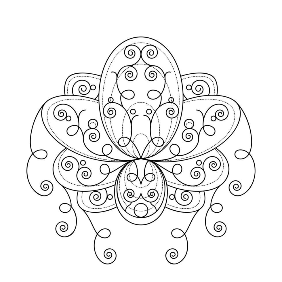 lotusbloem met geometrische ornament lineaire vectorillustratie vector