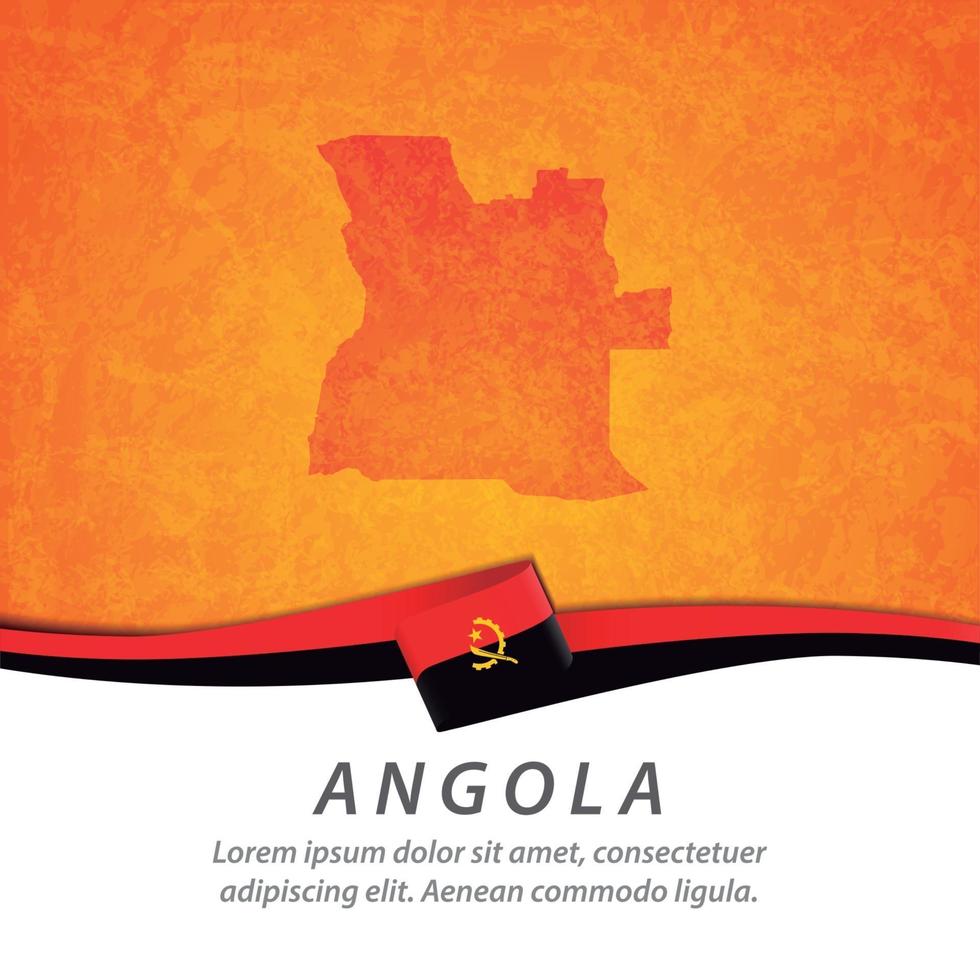 vlag van angola met kaart vector