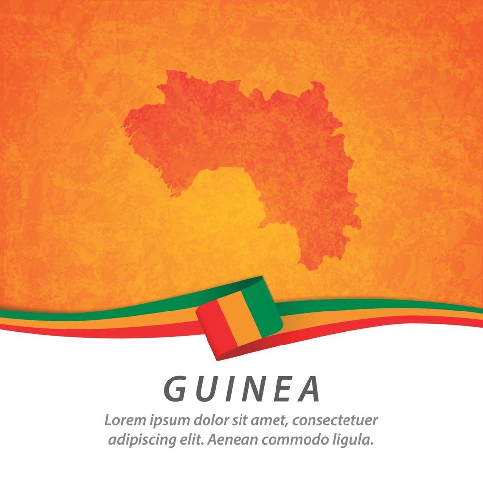 vlag van guinea met kaart vector