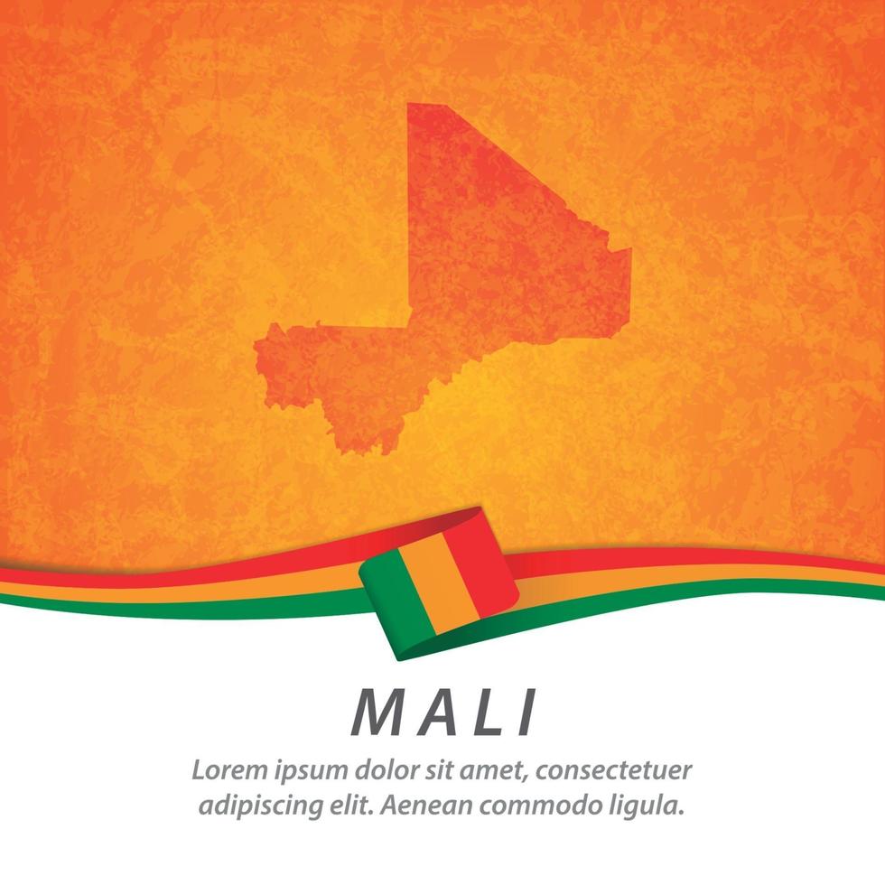 vlag van mali met kaart vector