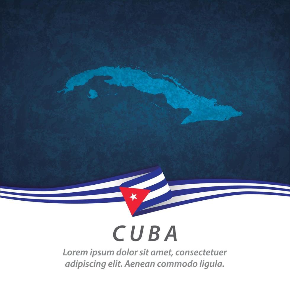 Cuba vlag met kaart vector