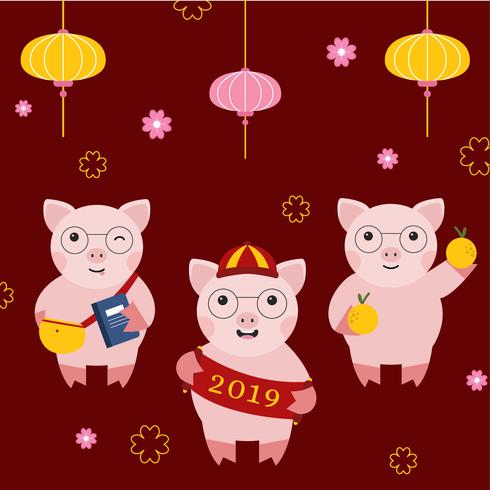 Chinees Nieuwjaar 2019 Vector