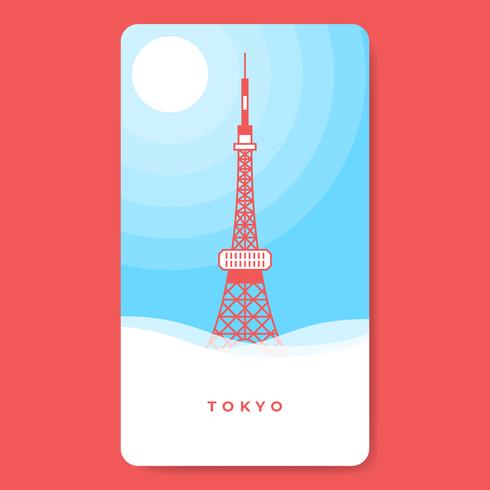 Het Beroemde Oriëntatiepunt van Tokyo Tower van Hoofd Japanse Illustratie vector