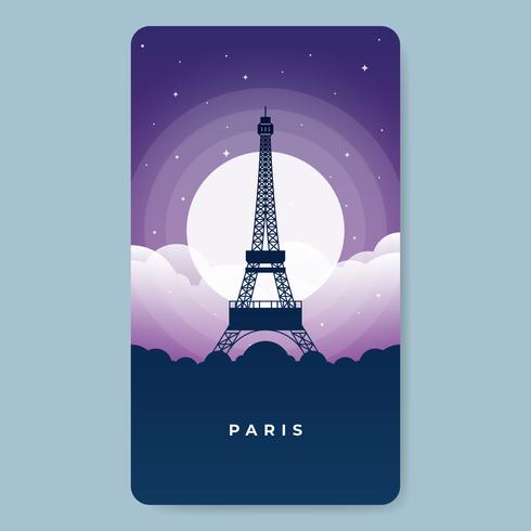 Eifeltoren in Parijs bij Nachthoogtepunt van Sterillustratie vector