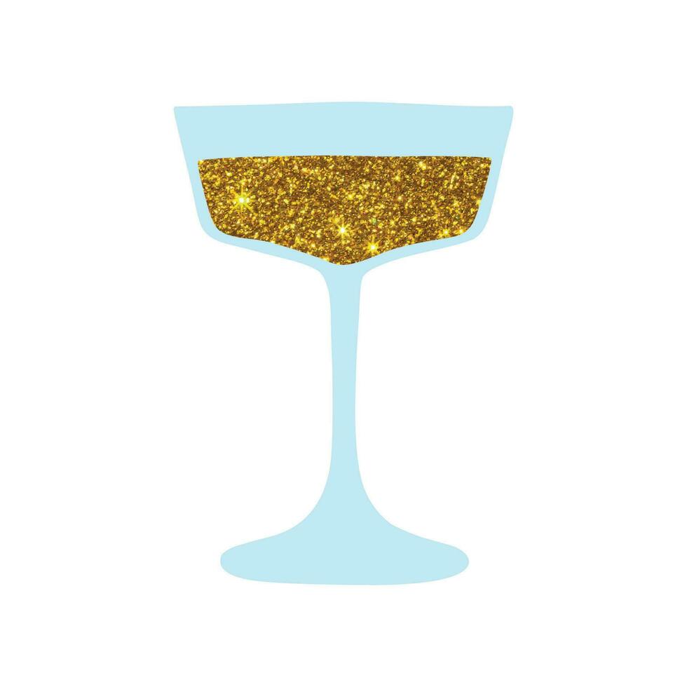 glas van Champagne met schitteren. vector illustratie. geïsoleerd glas met borrelen Champagne.