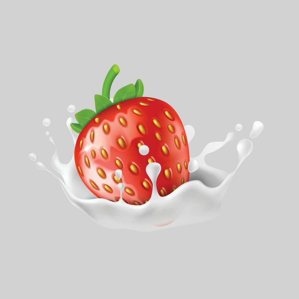 melk en aardbei ontwerp vector