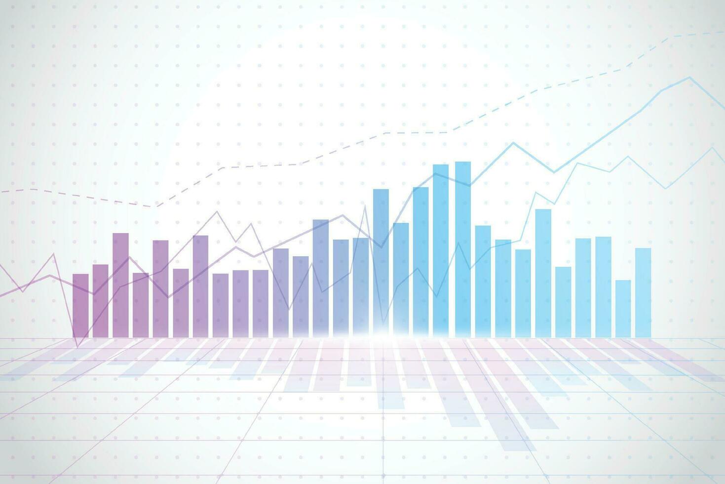 zakelijke kaars stok grafiek grafiek van de aandelenmarkt investeringen handel op witte achtergrond ontwerp. bullish point, trend van grafiek. vector illustratie