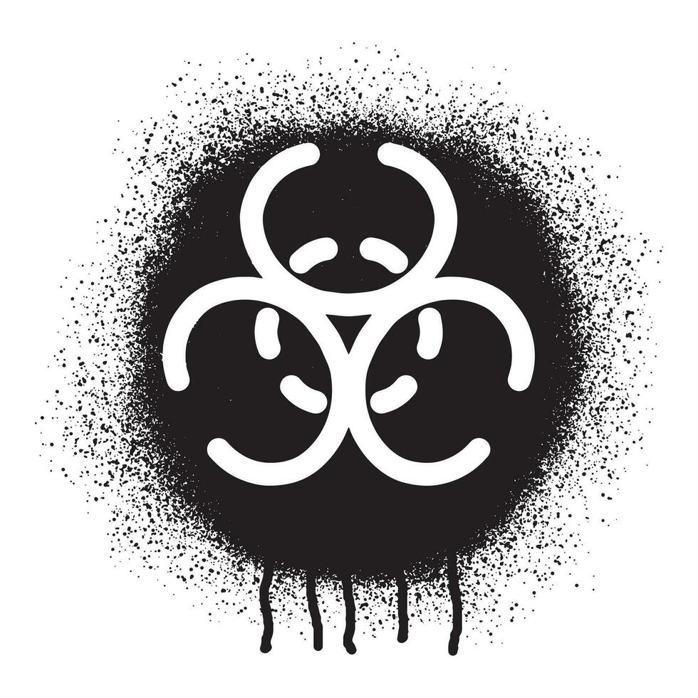biohazard icoon graffiti met zwart verstuiven verf vector