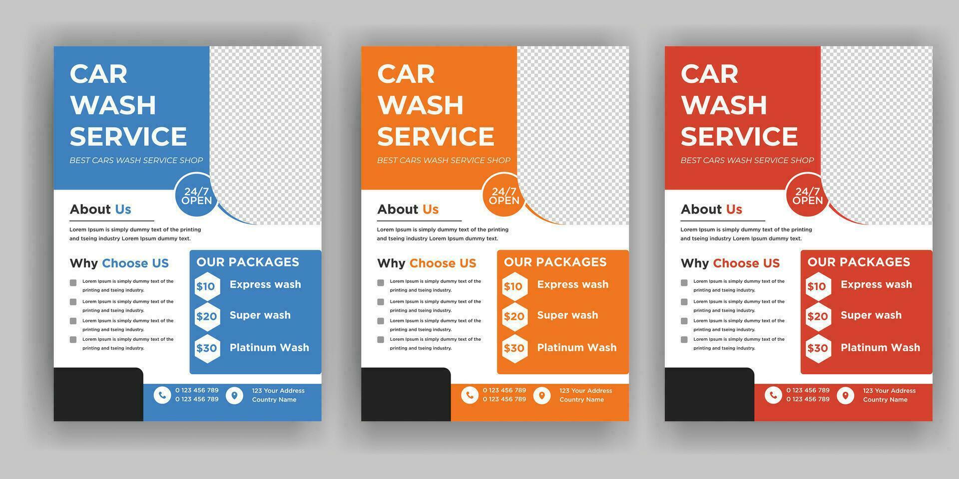 creatief auto wassen folder set, abstract ontwerp carwash folder bundel, auto detaillering, auto detaillering folder, auto wassen poster Sjablonen vector