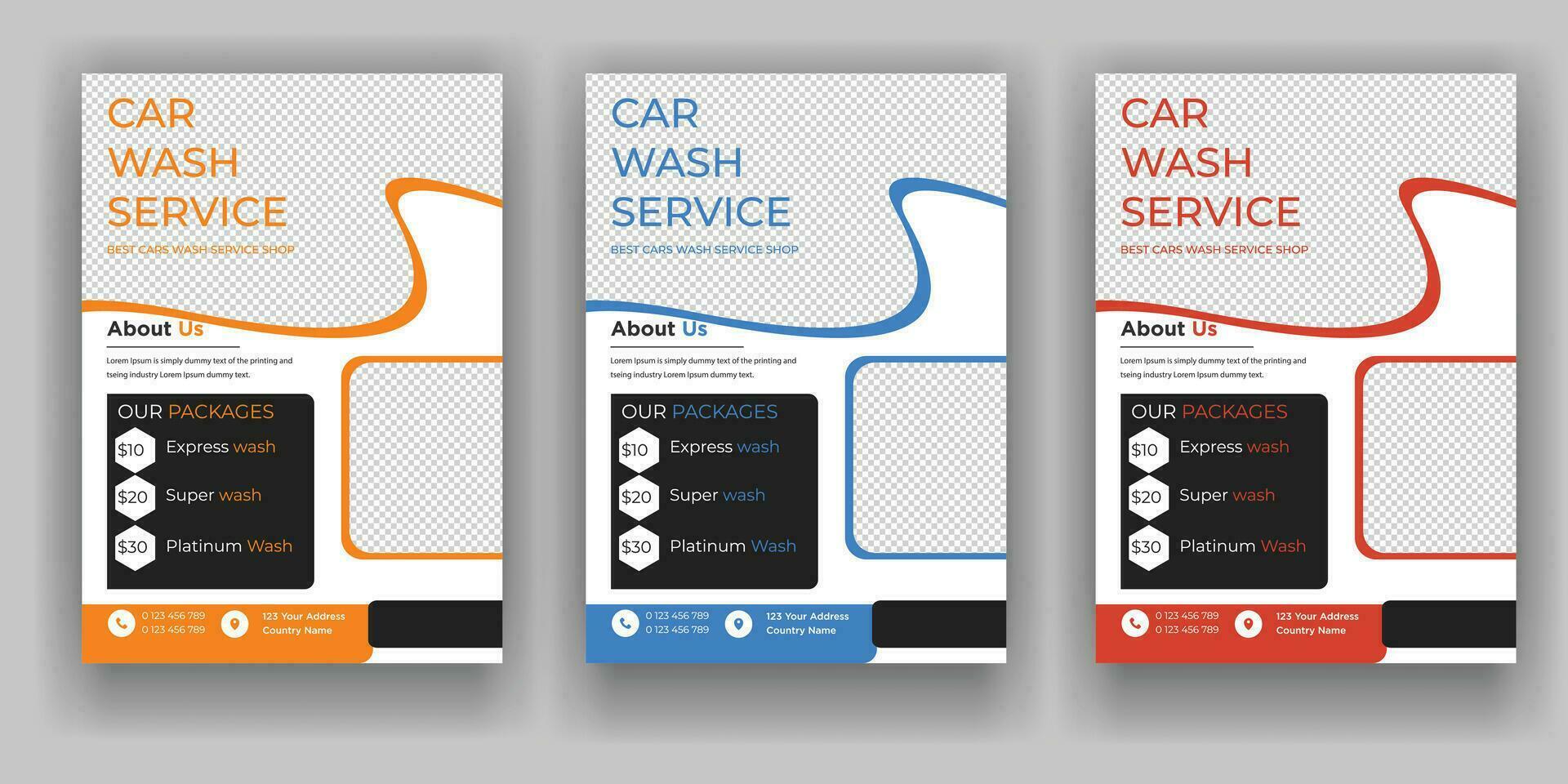 creatief auto wassen folder set, abstract ontwerp carwash folder bundel, auto detaillering, auto detaillering folder, auto wassen poster Sjablonen vector