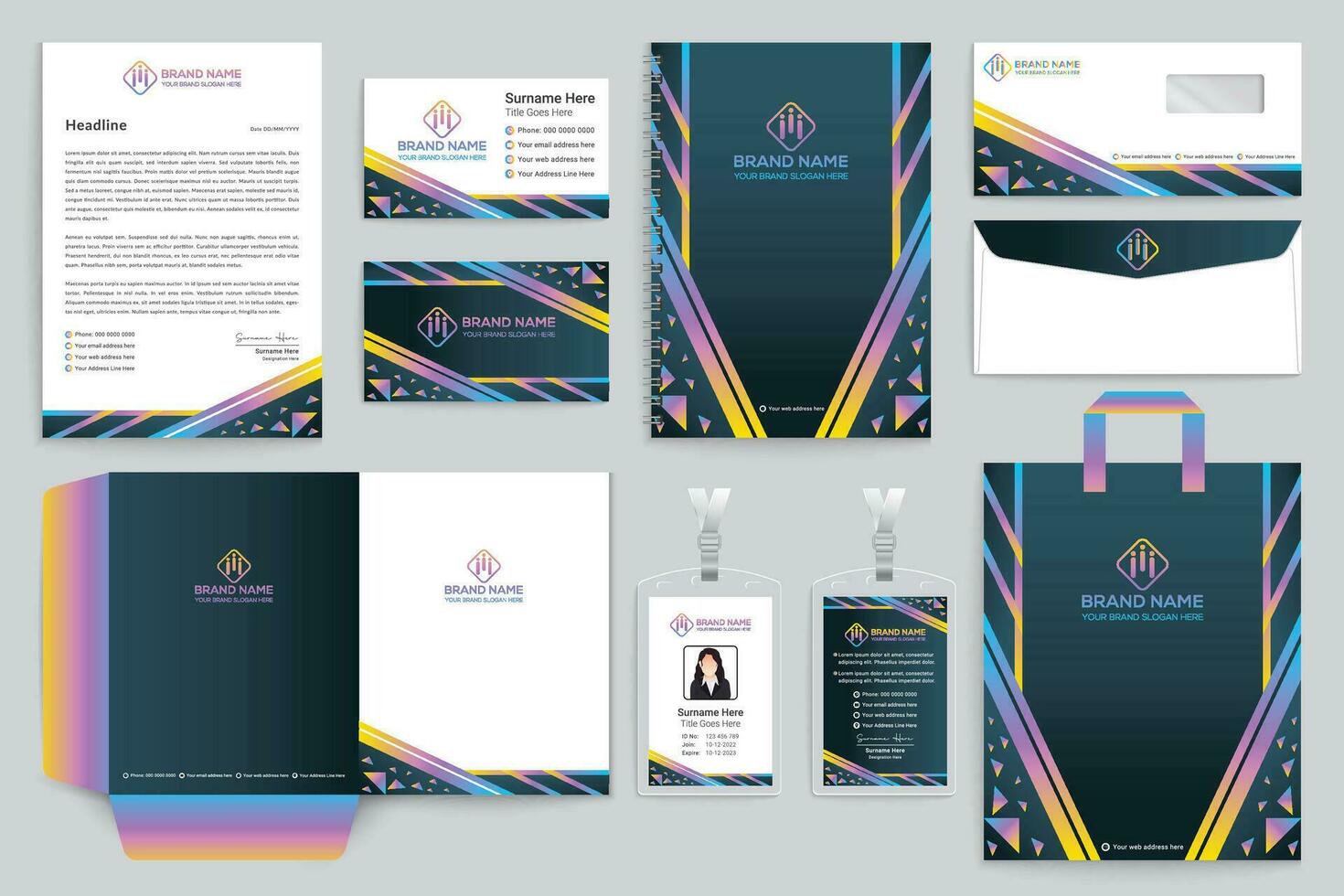 professioneel schrijfbehoeften mockup vector