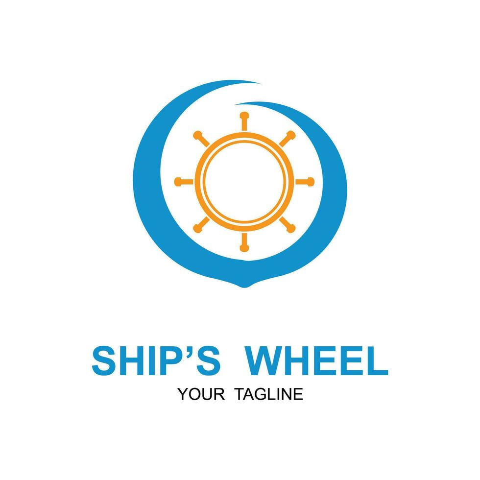 schip wiel logo vector illustratie ontwerp