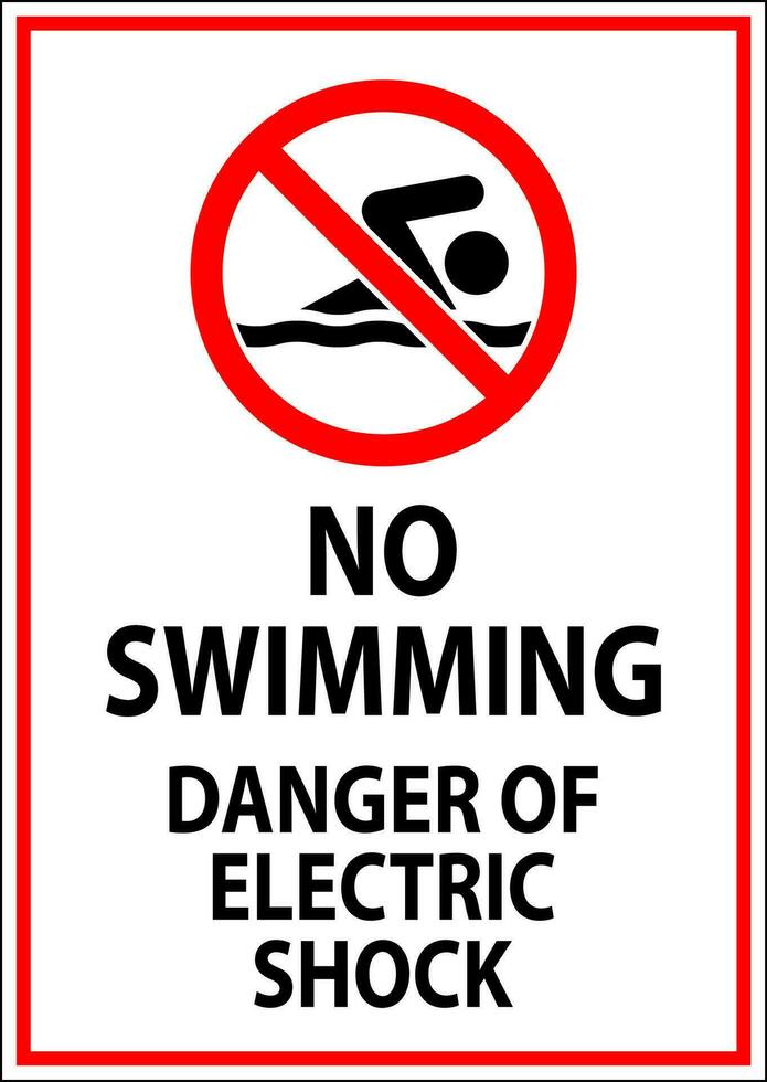 elektrisch risico teken Nee zwemmen, Gevaar van elektrisch schok vector